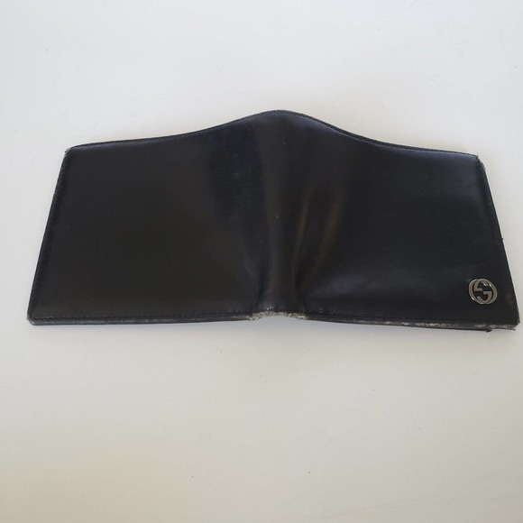 Gucci Designer Men's Card Wallet Black Silver Bifold 4x3 Leather Folding Medium - Picture 8 of 12